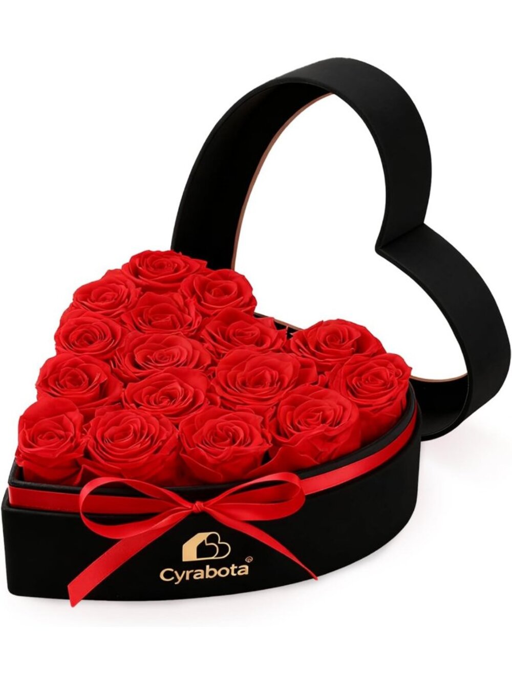 16 Flowers Forever Heart Shape Box, Preserved Real Roses Gift, Preserved Flowers